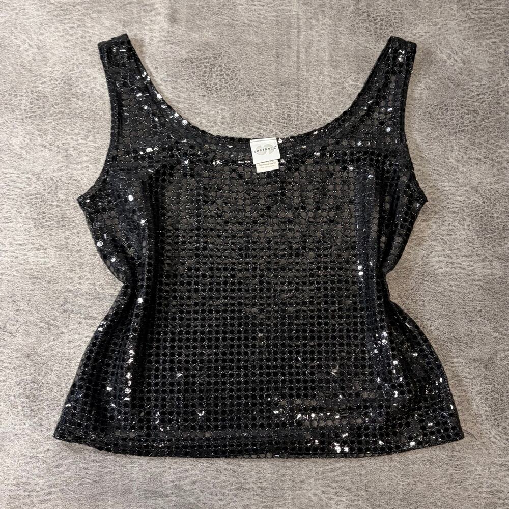 Vintage Sparkly Sequin Black Tank Top